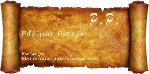 Pápai Patrik névjegykártya